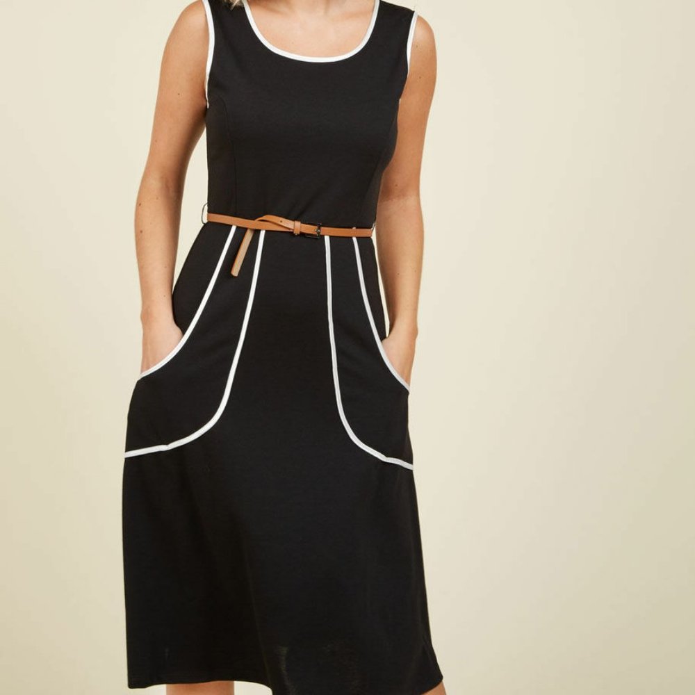 Sunny Girl Modcloth Outline of Work Dress Pockets